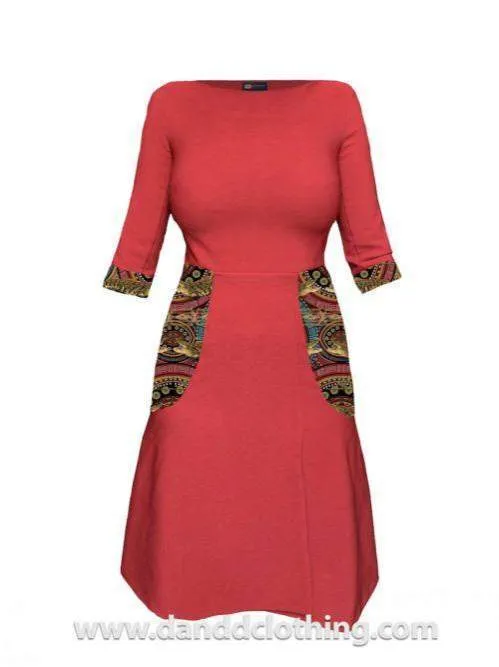Red African Office Dress