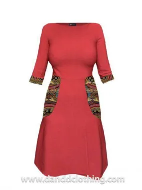 Red African Office Dress