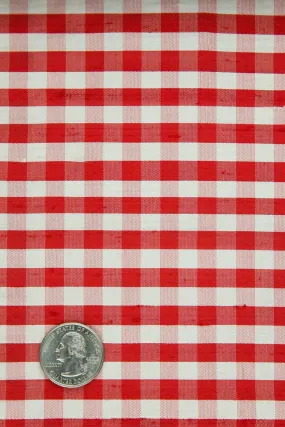Red White Gingham Shantung 342 Fabric