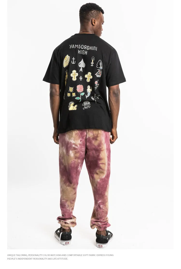 Rose and Graphics Short Sleeve Oversized T-Shirt