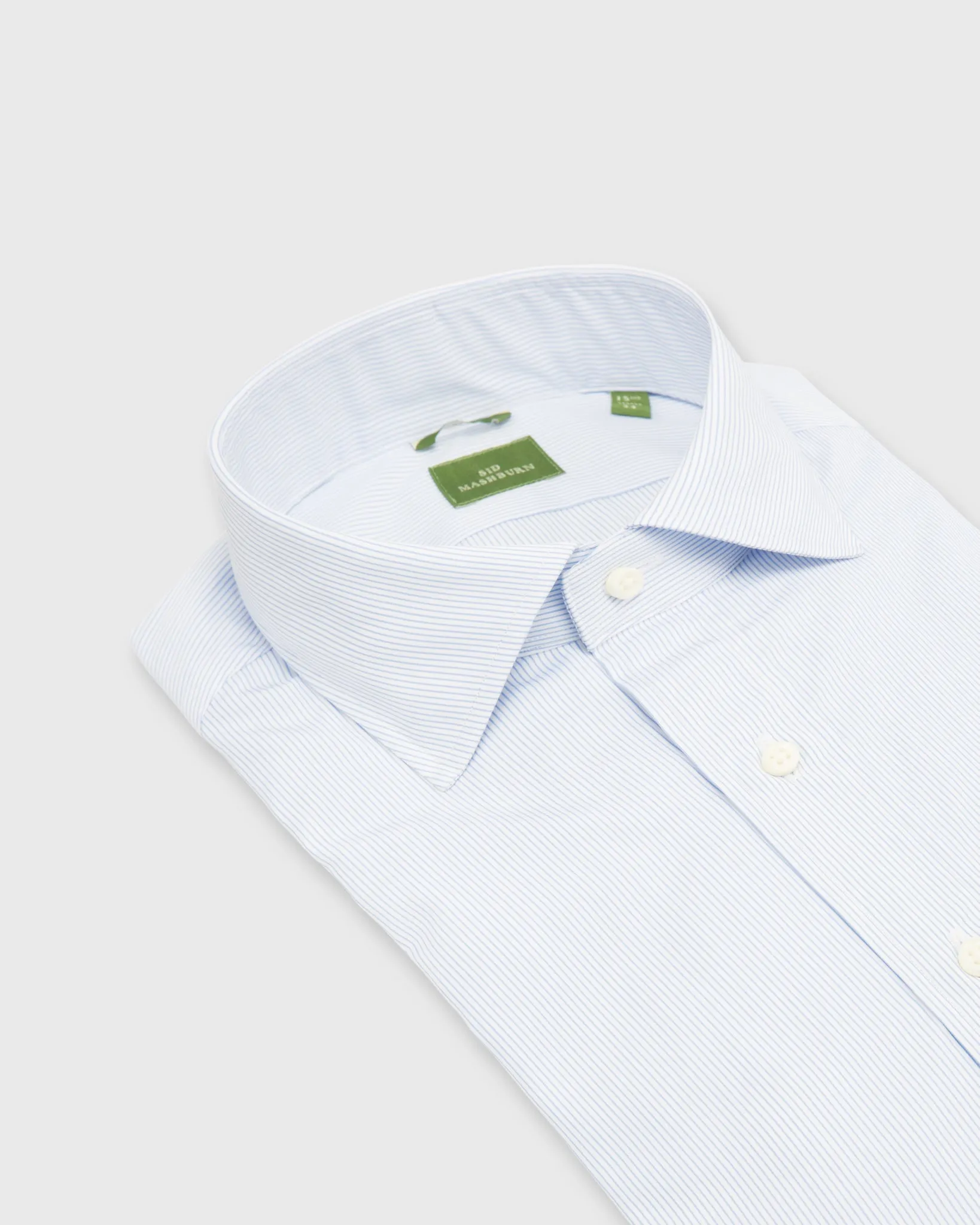 Slim-Fit Spread Collar Dress Shirt in Sky Pencil Stripe Poplin