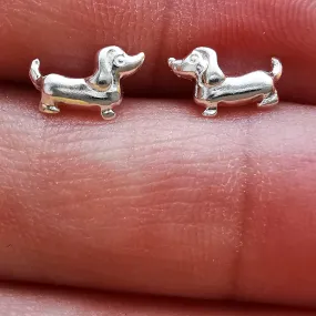 Sterling Silver Dachshund Stud Earrings