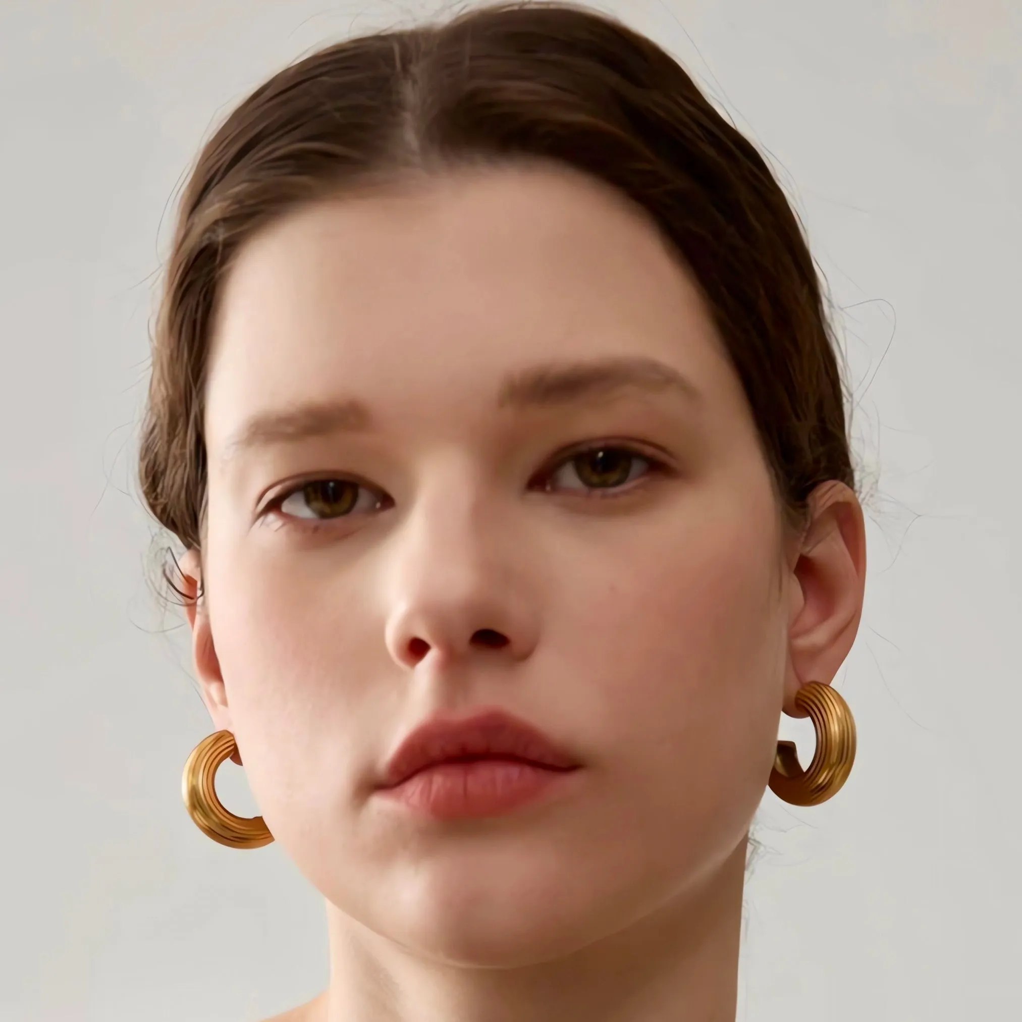 Textured C Shaped Hoop Earrings - 22mm/30mm