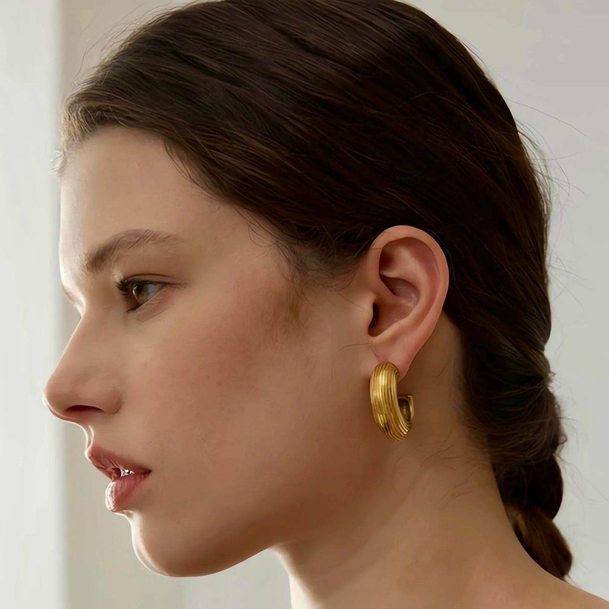 Textured C Shaped Hoop Earrings - 22mm/30mm
