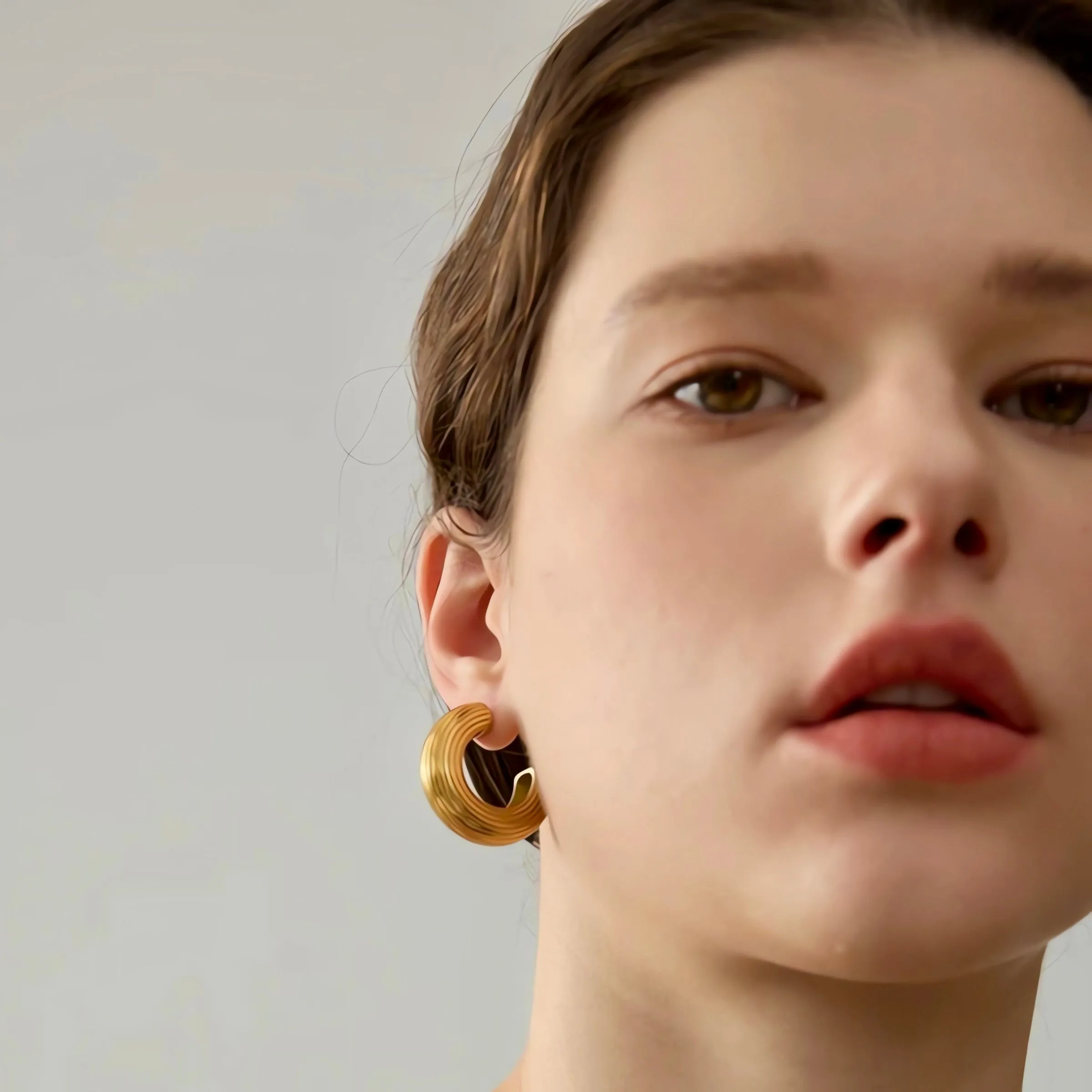Textured C Shaped Hoop Earrings - 22mm/30mm