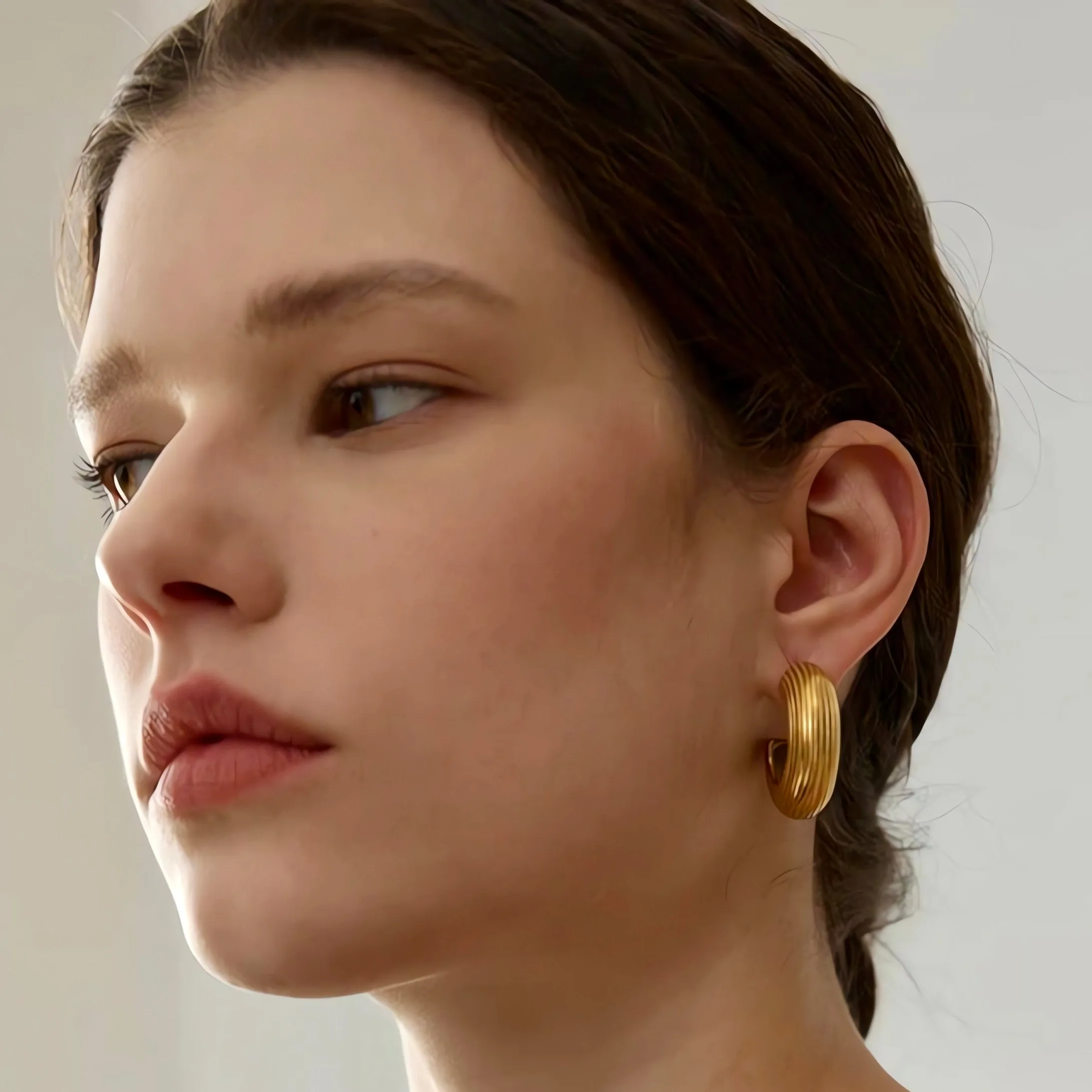 Textured C Shaped Hoop Earrings - 22mm/30mm