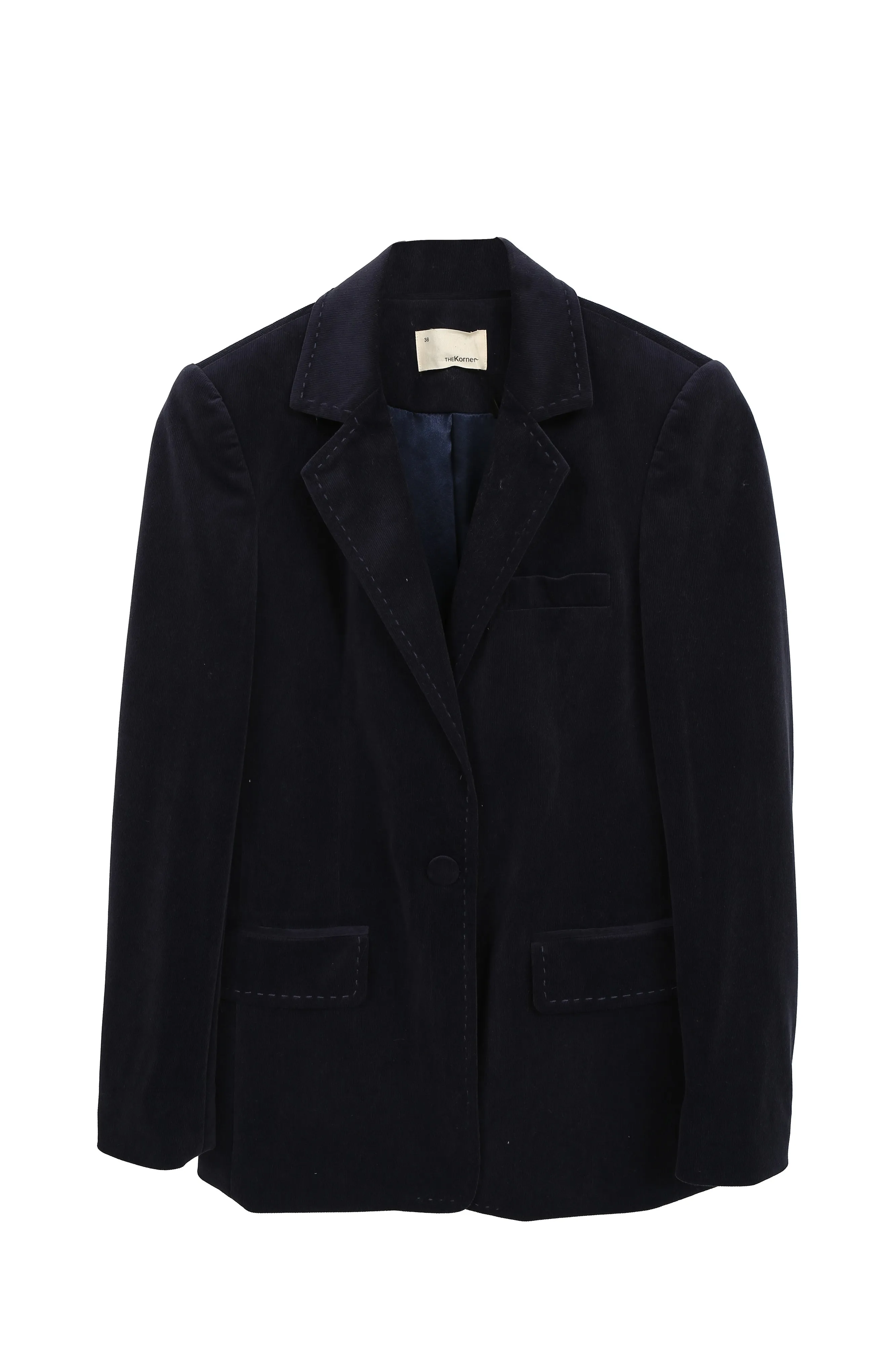 TheKorner Navy Corduroy Velvet Blazer
