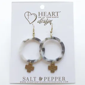 Tortoise Resin Cross Hoop Earrings