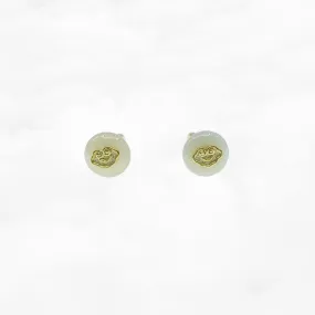 Vermeil Auspicious Clouds Nephrite Jade Stud Earrings