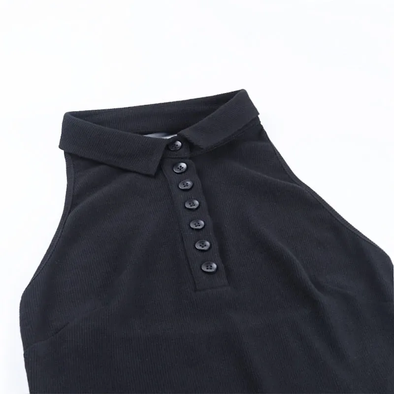 Women's Casual Sleeveless Halter V-Neck Mini Dress