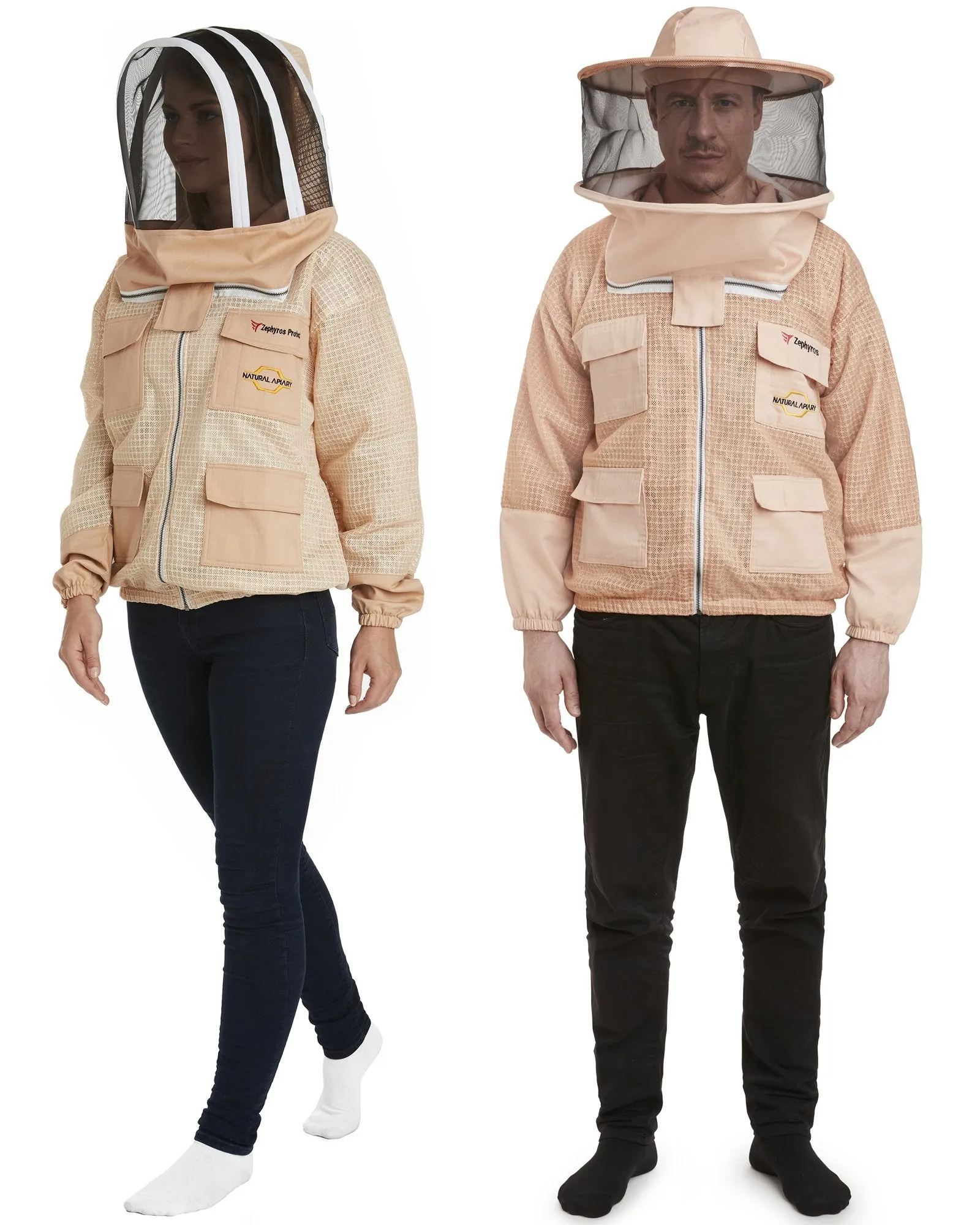 Zephyros - 3 Layer Ventilated Beekeeping Jacket with 2 veils Round & Fencing - Stay Cool & Protected